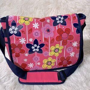 HANNA Andersson messenger bag pink multicolor floral motif adjust strap NWOT